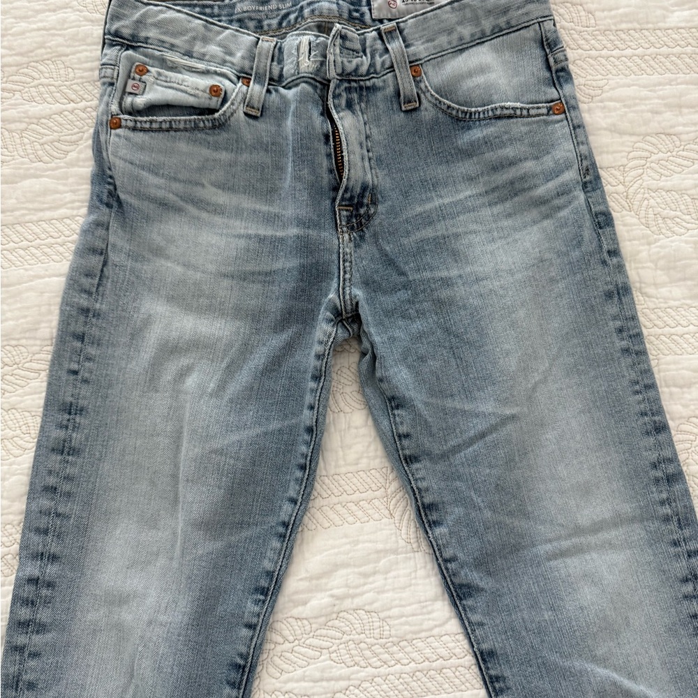 AG Adriano Goldschmied Women's Light Blue Boyfriend Jeans